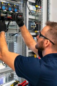 House survey inspection of an electrical system before home renovation or construction